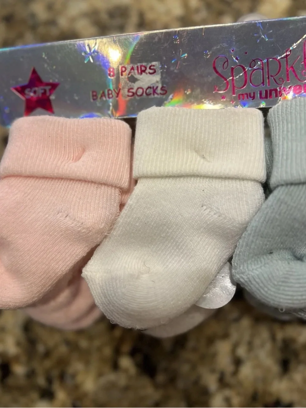 NWT Danbar Global Sparkle My Universe Baby Socks 8 Pack Pink Blue White 0-6M